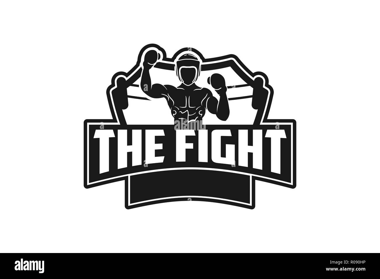 Muay Thai, Boxen Abzeichen Logo Design Inspiration auf weißem Hintergrund isoliert Stock Vektor