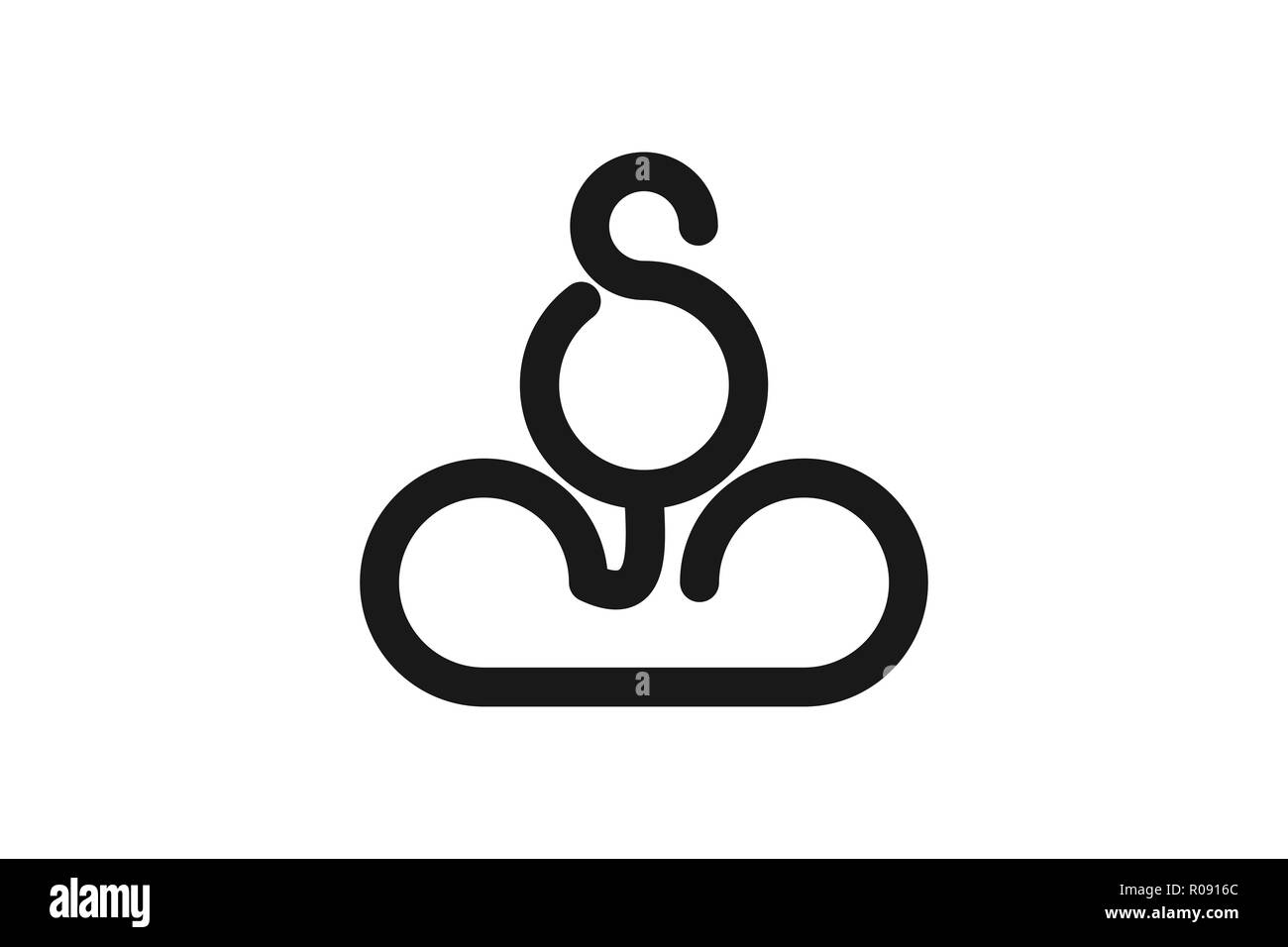 Die Leute sitzen im Schneidersitz, yoga Logo Designs Inspiration isoliert auf weißem Hintergrund Stock Vektor