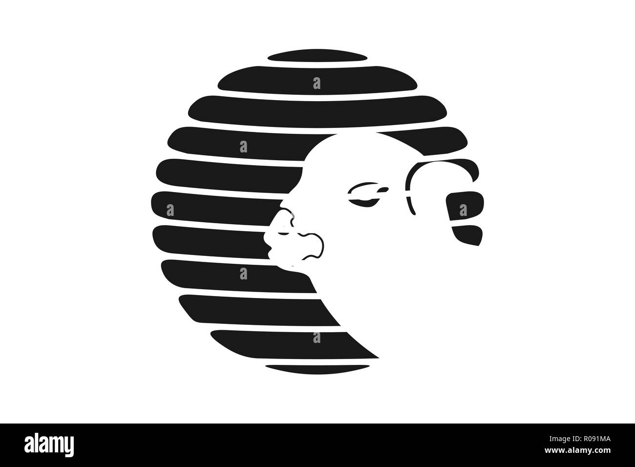 Wolle Garn und Schafe Logo Designs Inspiration isoliert auf weißem Hintergrund Stock Vektor