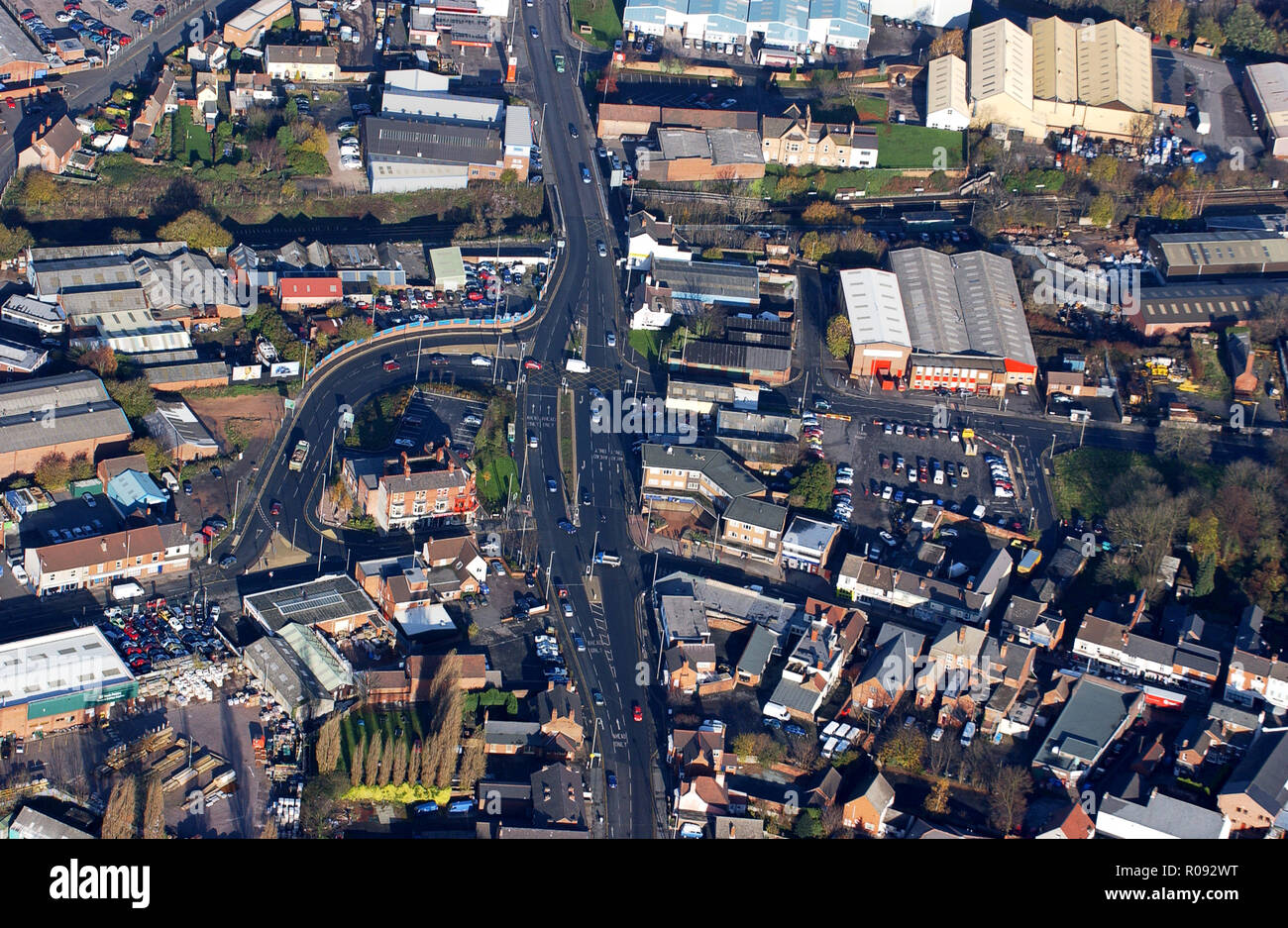 Komplizierte Kreuzung am By-Pass-Lauge Lauge Stourbridge DY 9 8 in West Midlands Stockfoto