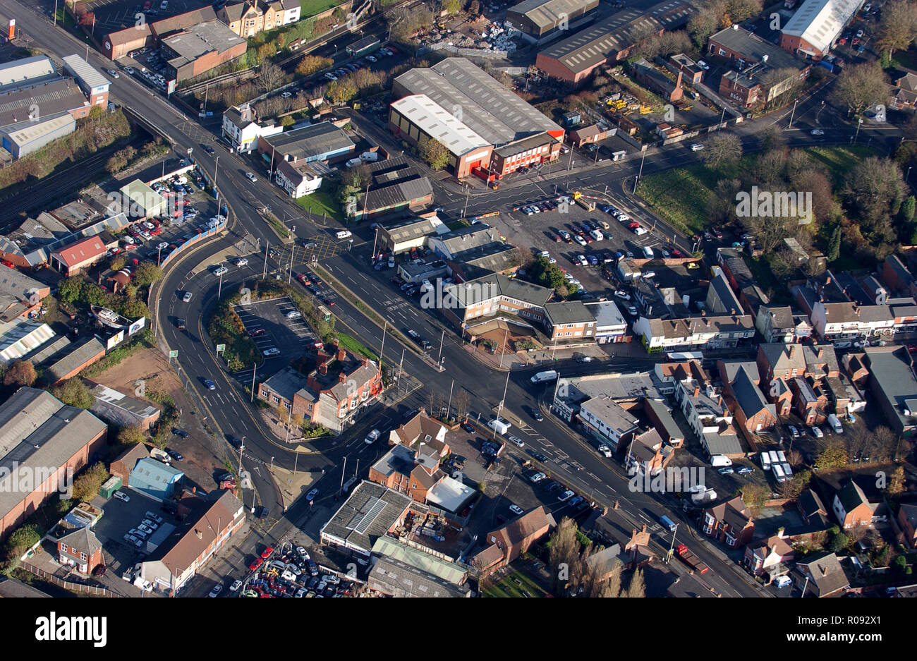 Komplizierte Kreuzung am By-Pass-Lauge Lauge Stourbridge DY 9 8 in West Midlands Stockfoto