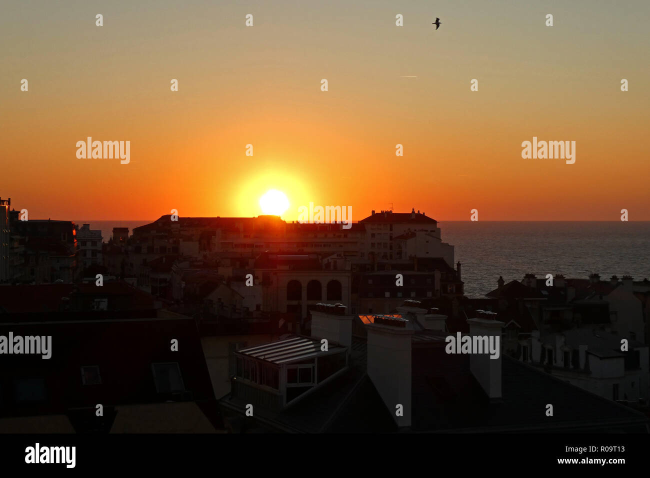 Sonnenuntergang in Biarritz, Pyrénées-atlantiques, Nouvelle-Aquitaine, Frankreich, Europa Stockfoto