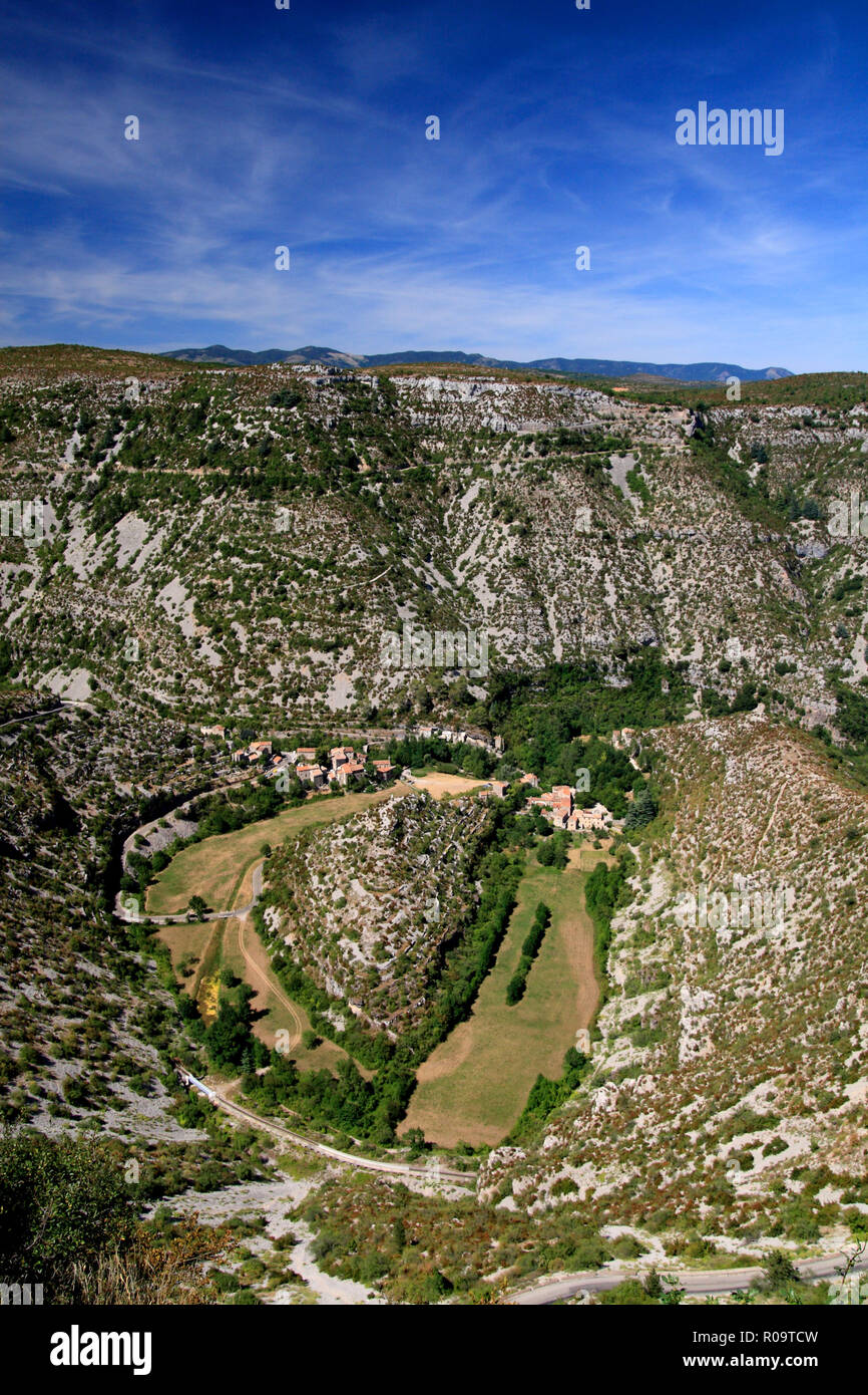 Zirkus Navacelles, klassifiziert große Naturgrundstück UNESCO, Occitanie Frankreich Stockfoto