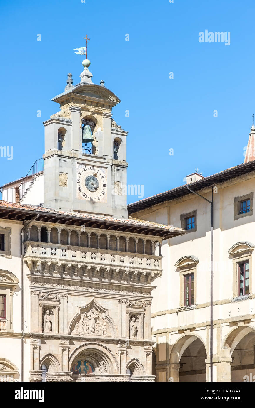 Detail der Palazzo della Fraternita dei Laici von Arezzo, Italien Stockfoto