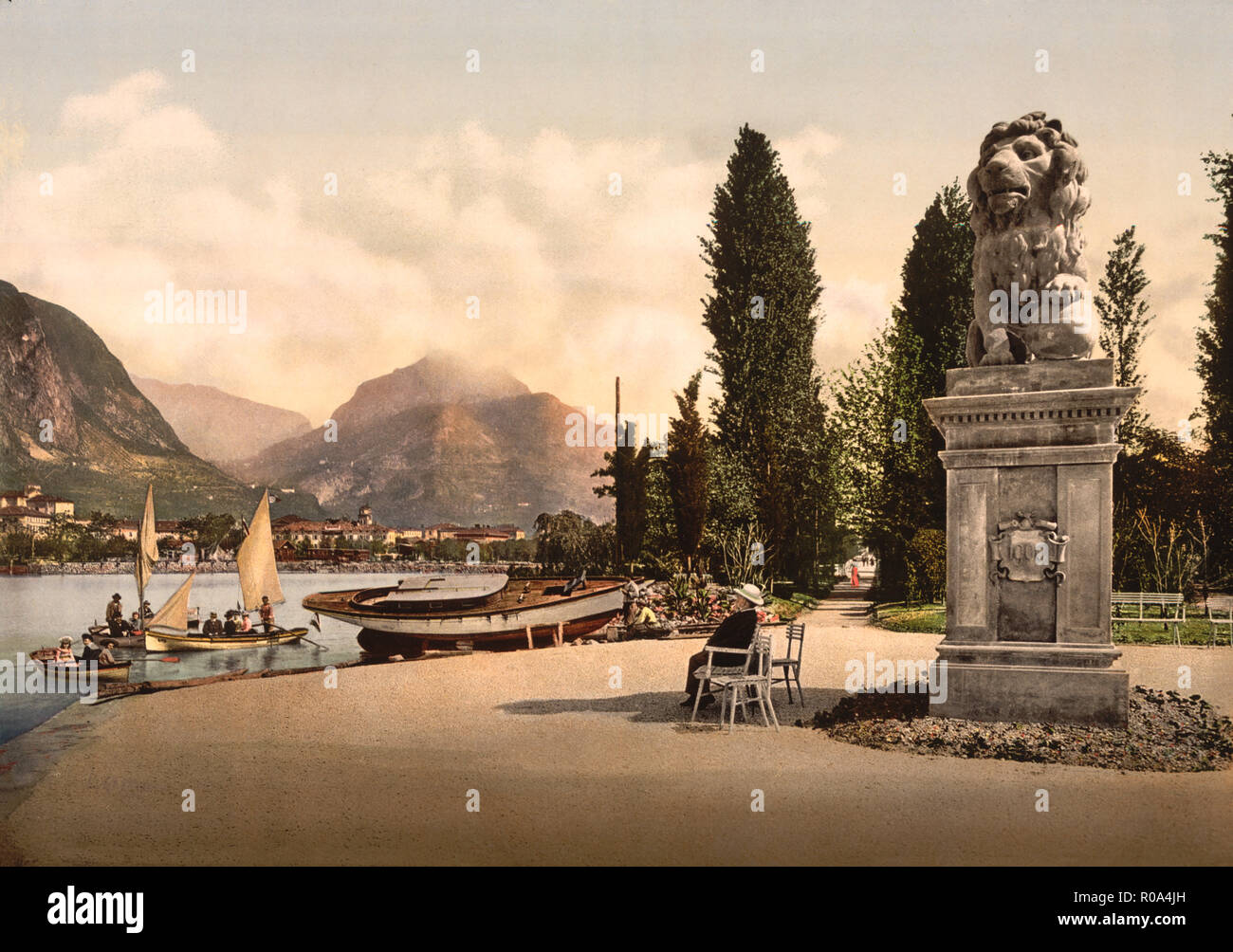 Park Hotel Lido, Riva del Garda, Gardasee, Italien, Photochrom Print, Detroit Publishing Company, 1900 Stockfoto