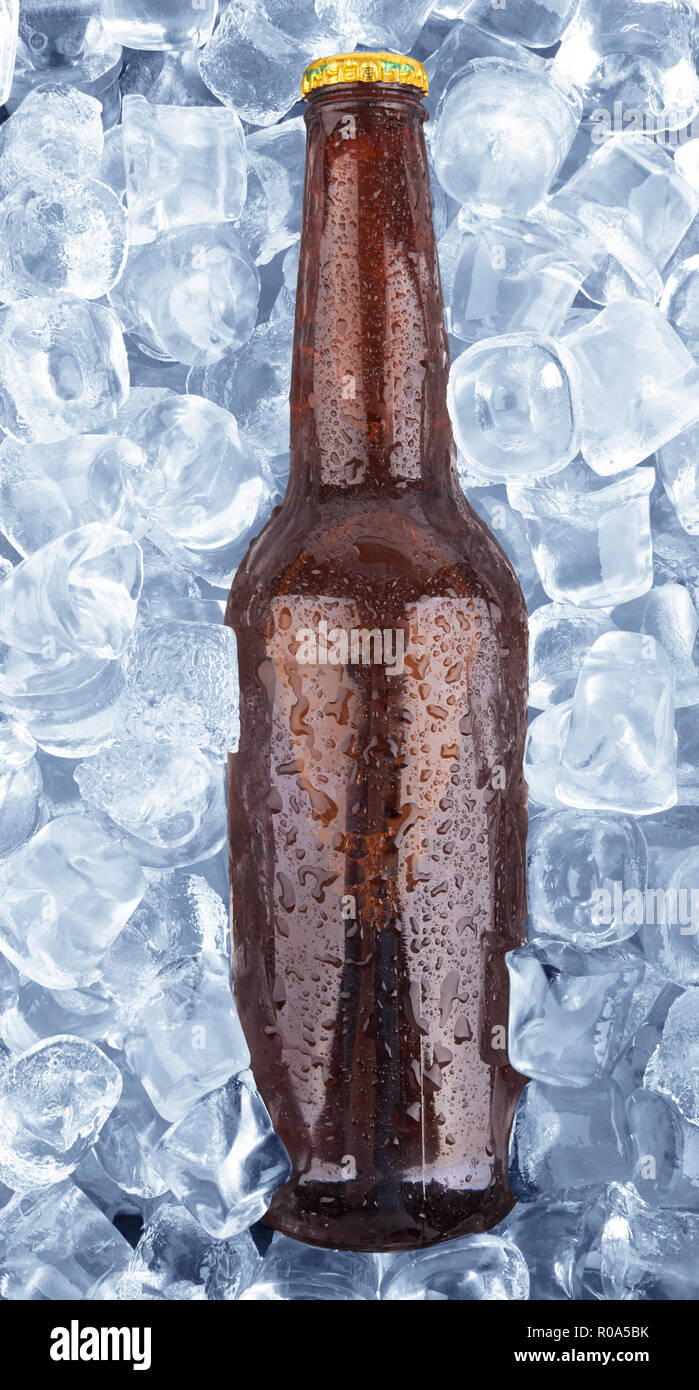 Kalte Flasche Bier in Eis eingefroren Stockfotografie - Alamy