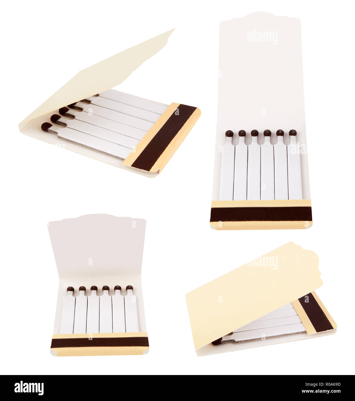 Streichholzbriefchen auf weißem Hintergrund Stockfotografie - Alamy