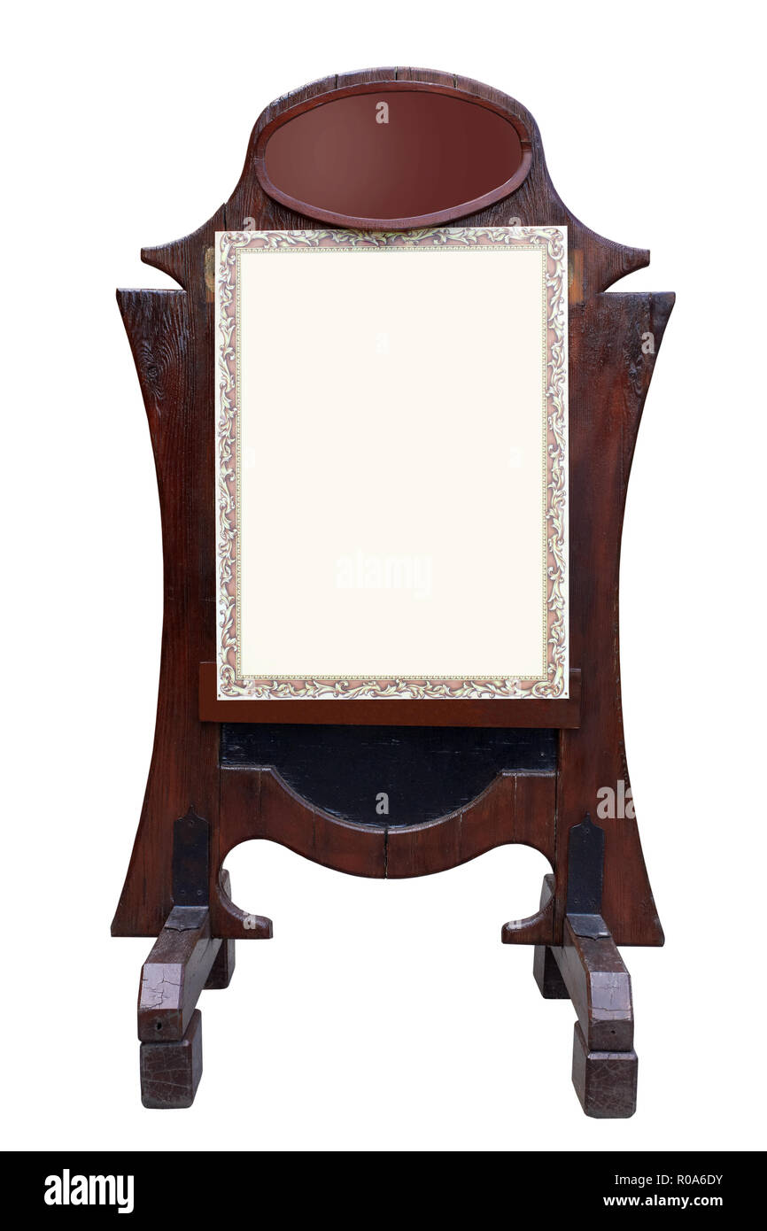 Holz- menü Board auf Weiß isoliert. Stockfoto