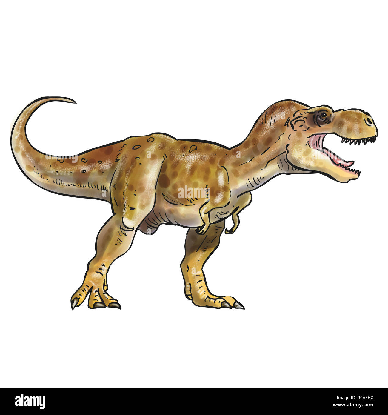 T-rex Digitale Aquarelle Illustration, eingefärbt Stockfoto