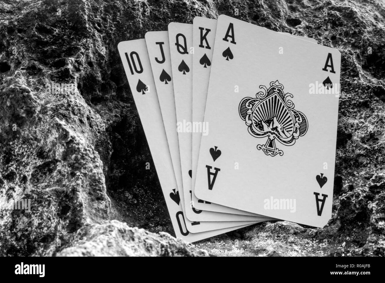 Royal Flush spaten Poker spielen Thema Stockfoto