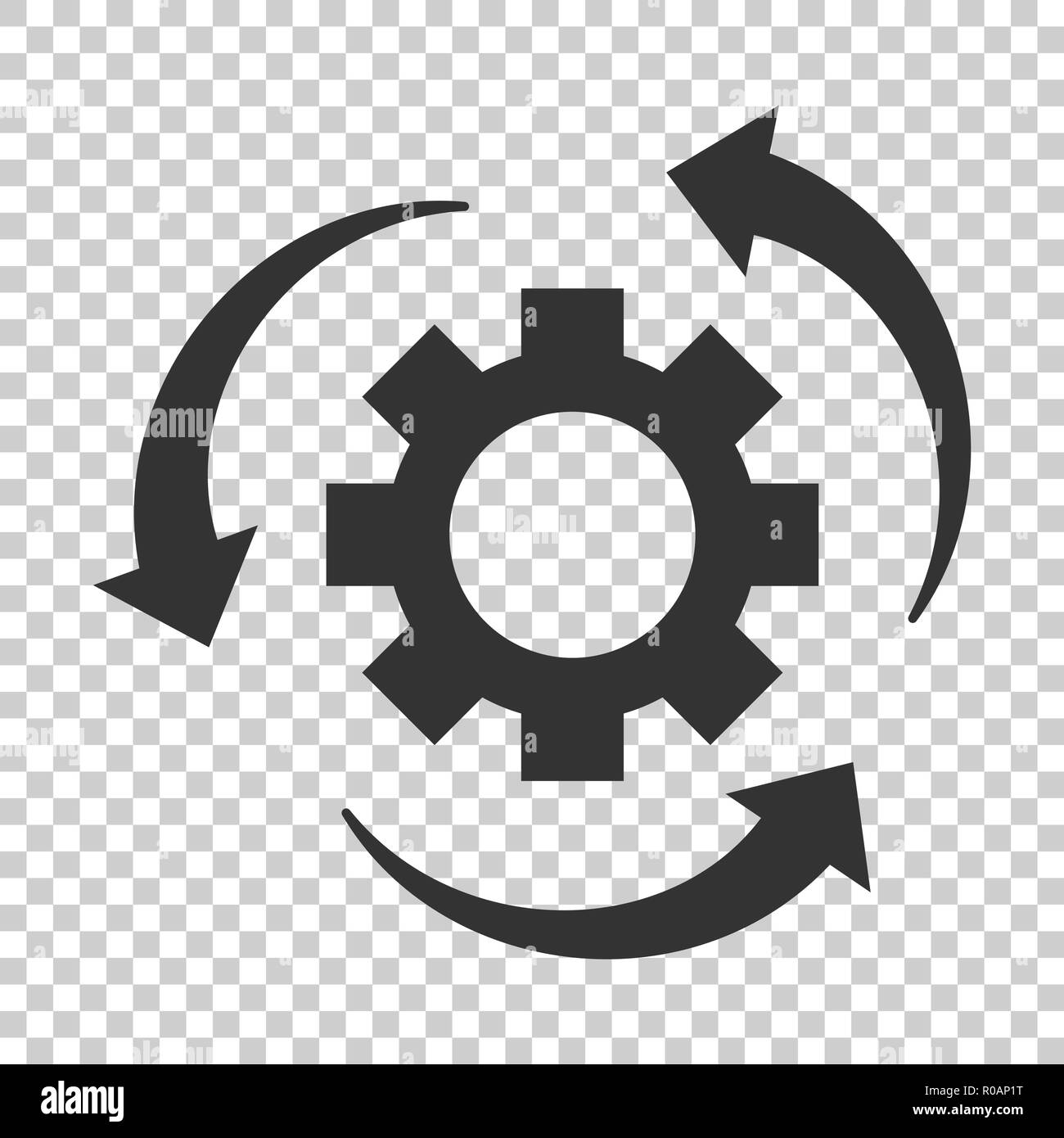 Workflow-prozess Symbol im flachen Stil. Zahnrad Zahnrad mit Pfeilen Vector Illustration auf isolierte Hintergrund. Workflow Business Konzept. Stock Vektor