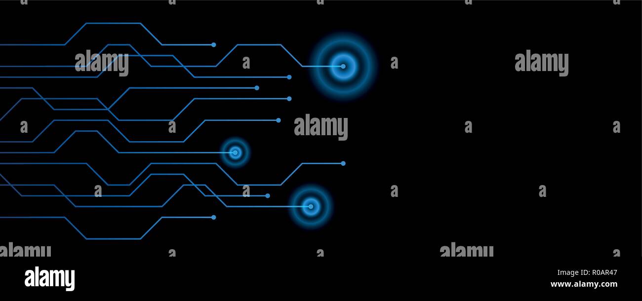 Blau elektronische digitale Technologie Platine auf schwarzem Hintergrund Vektor-illustration EPS 10. Stock Vektor