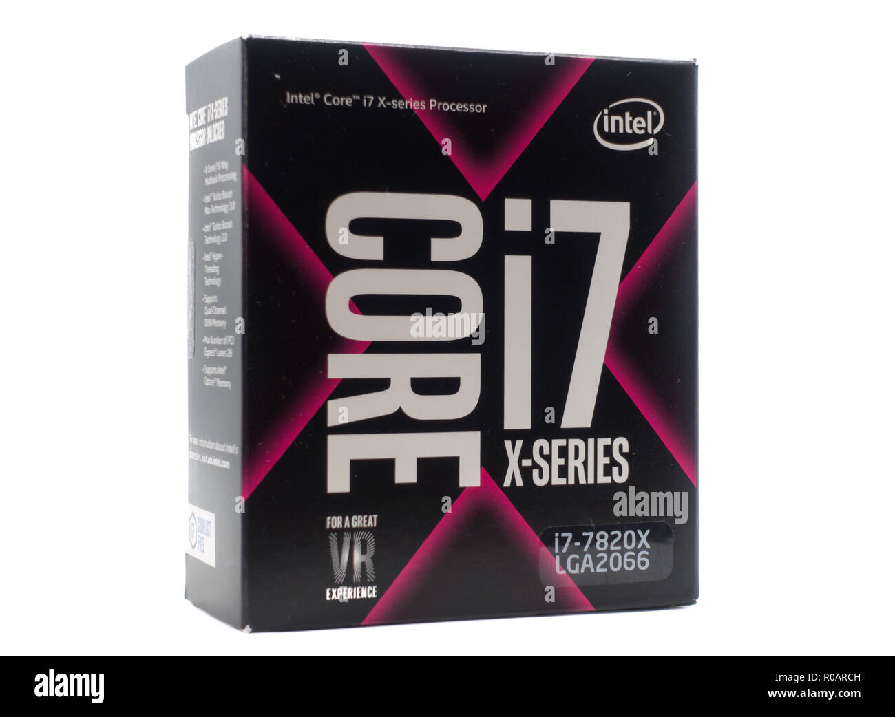 Core i7 Prozessor von Intel in der Retail Box auf weißem Hintergrund Stockfoto