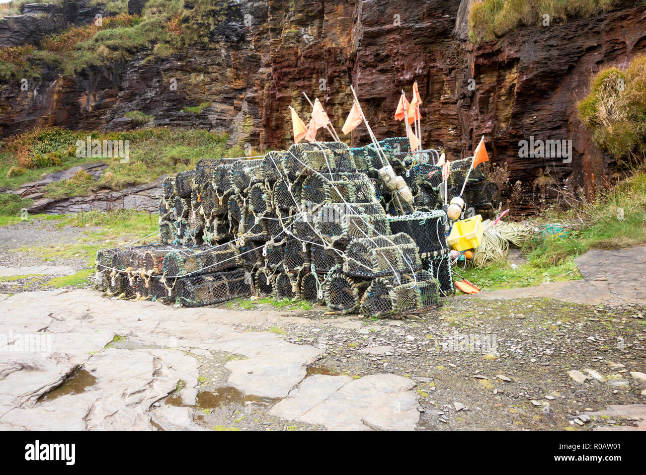 Ein Stapel von Hummer Töpfe UK Stockfoto