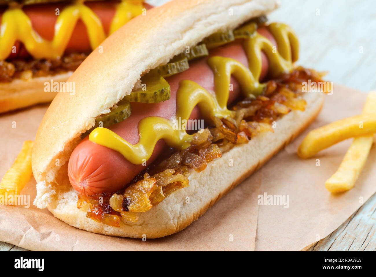 Leckere Hot Dogs. Stockfoto