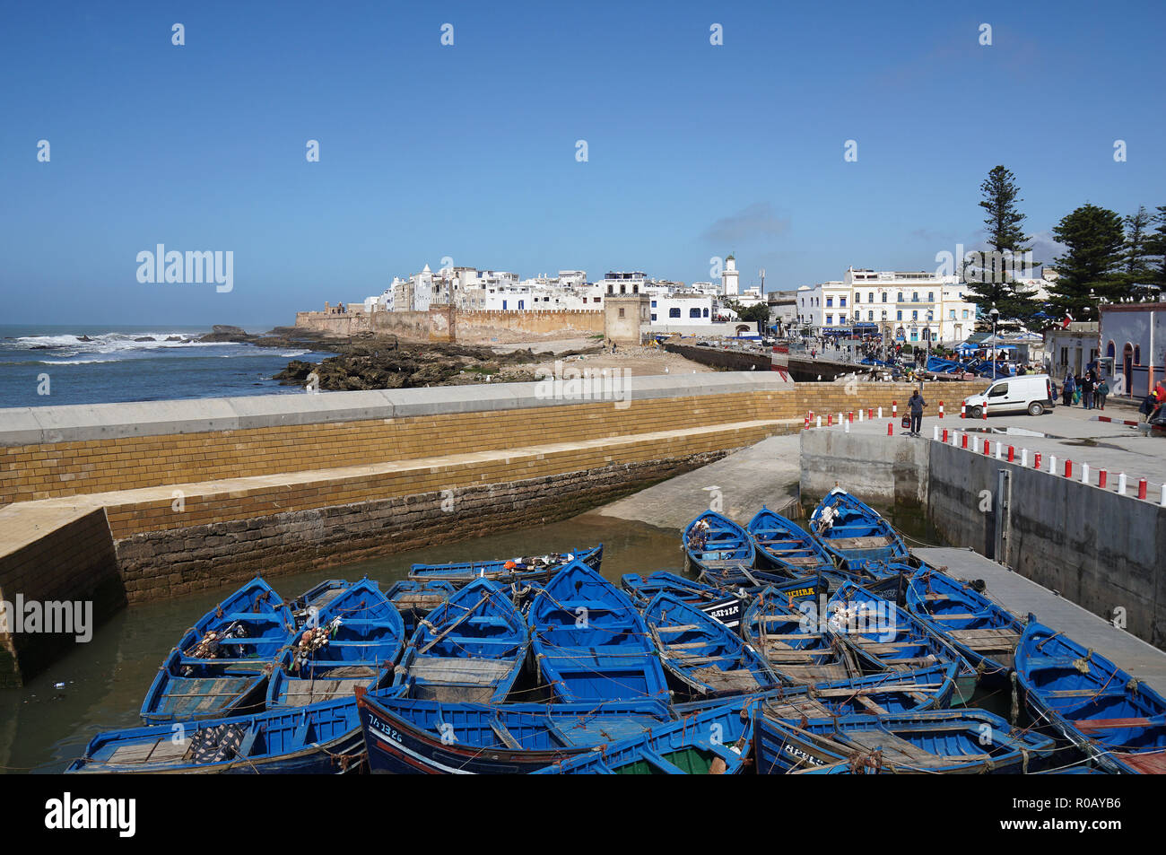 Blick auf Medina von Skala du Port, Essaouira, Marokko, Afrika Stockfoto