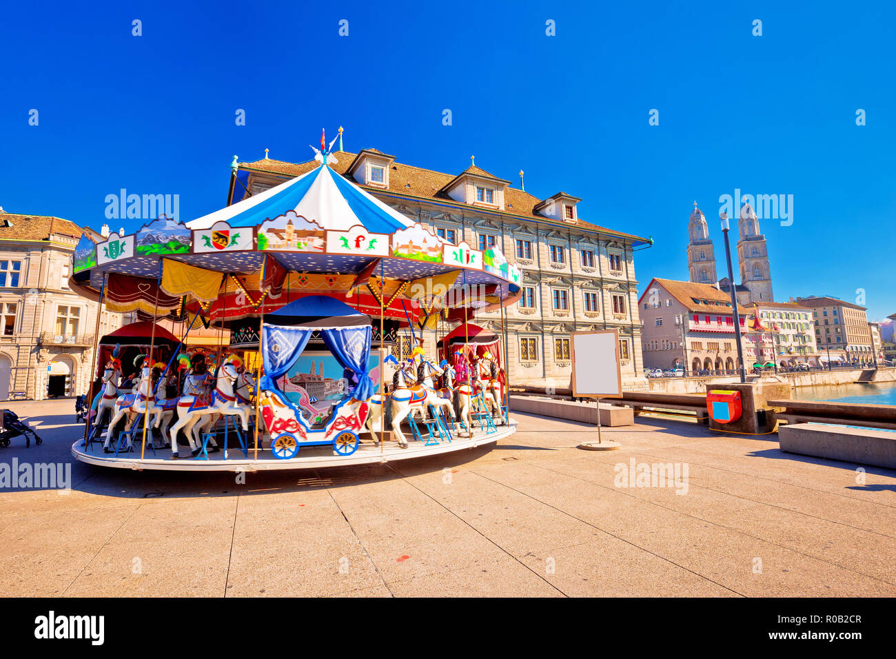 Zürich street scene Karussellansicht, Wahrzeichen der Schweiz Stockfoto