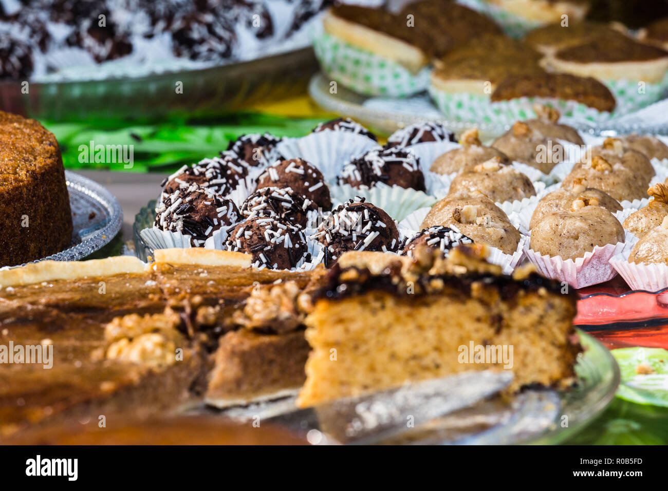 Typische Desserts von "Curral das Freiras", Insel Madeira, mit Kastanien. Stockfoto