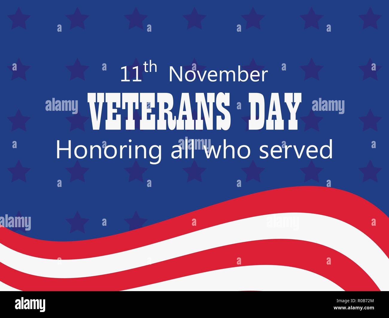 Happy Veterans Day 11. November. Ehrt alle, die dienten. Grußkarte mit amerikanischer Flagge. Vector Illustration Stock Vektor