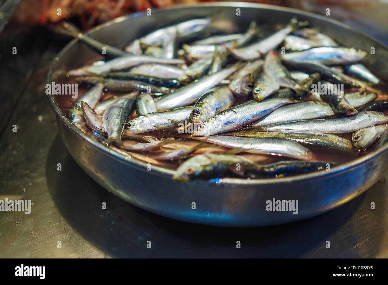 Frische Fische zum Verkauf in Palma de Mallorca. Stockfoto