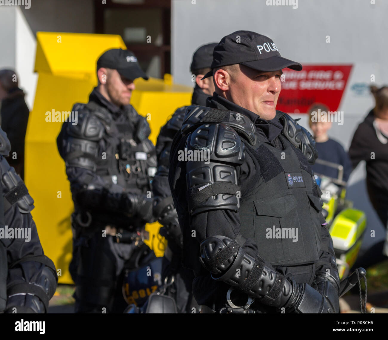 Eine Demonstration der Bereitschaftspolizei Taktiken zu einem Tag der offenen Tür der Polizei Stockfoto