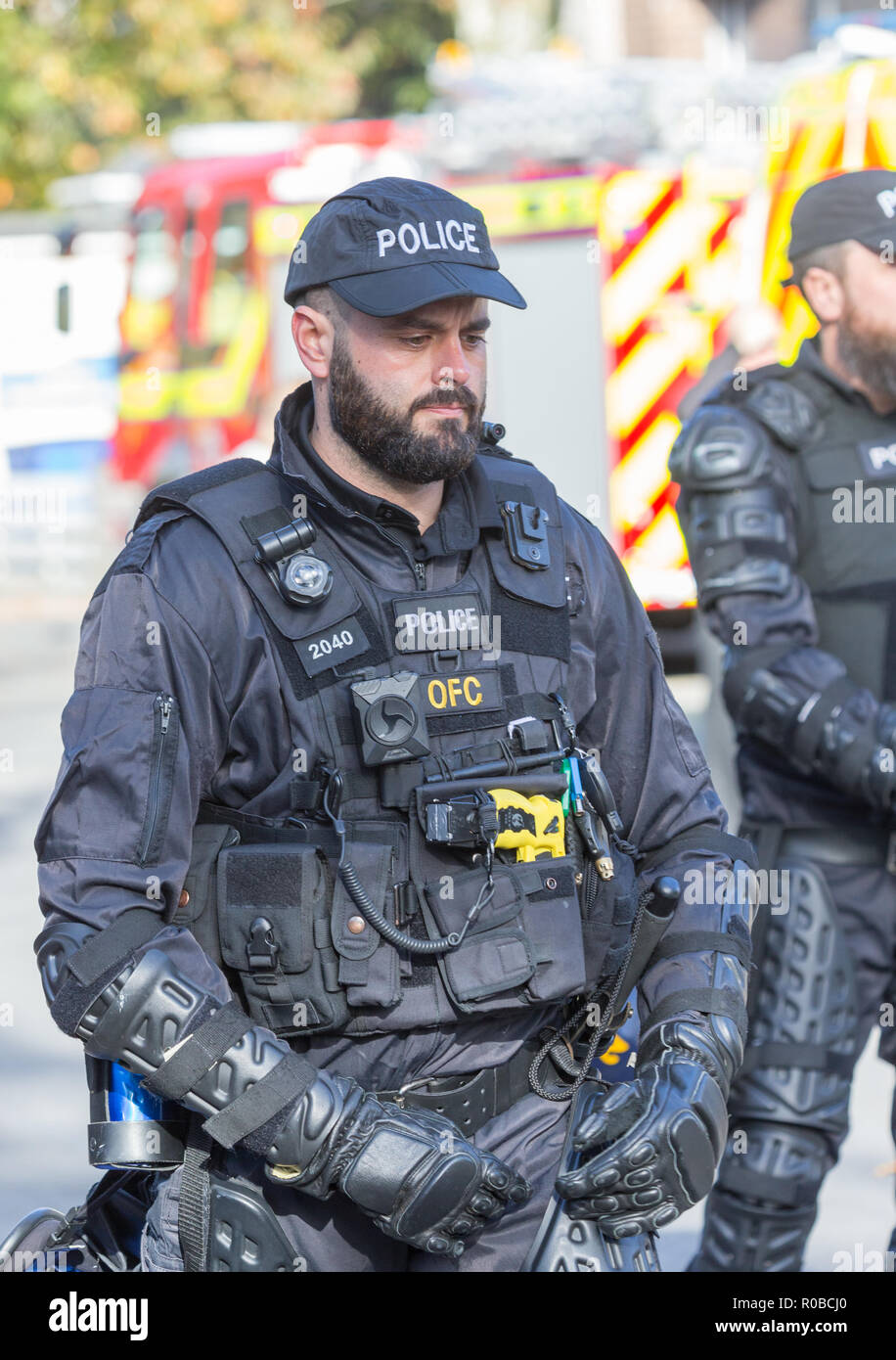 Eine Demonstration der Bereitschaftspolizei Taktiken zu einem Tag der offenen Tür der Polizei Stockfoto