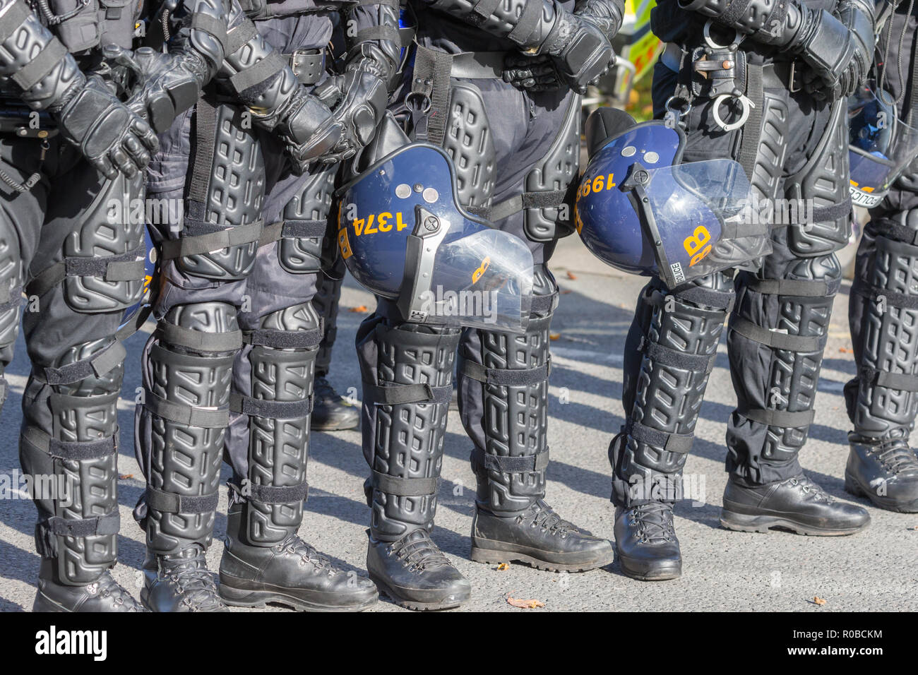 Eine Demonstration der Bereitschaftspolizei Taktiken zu einem Tag der offenen Tür der Polizei Stockfoto