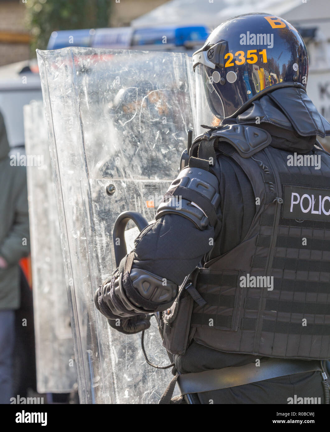Eine Demonstration der Bereitschaftspolizei Taktiken zu einem Tag der offenen Tür der Polizei Stockfoto
