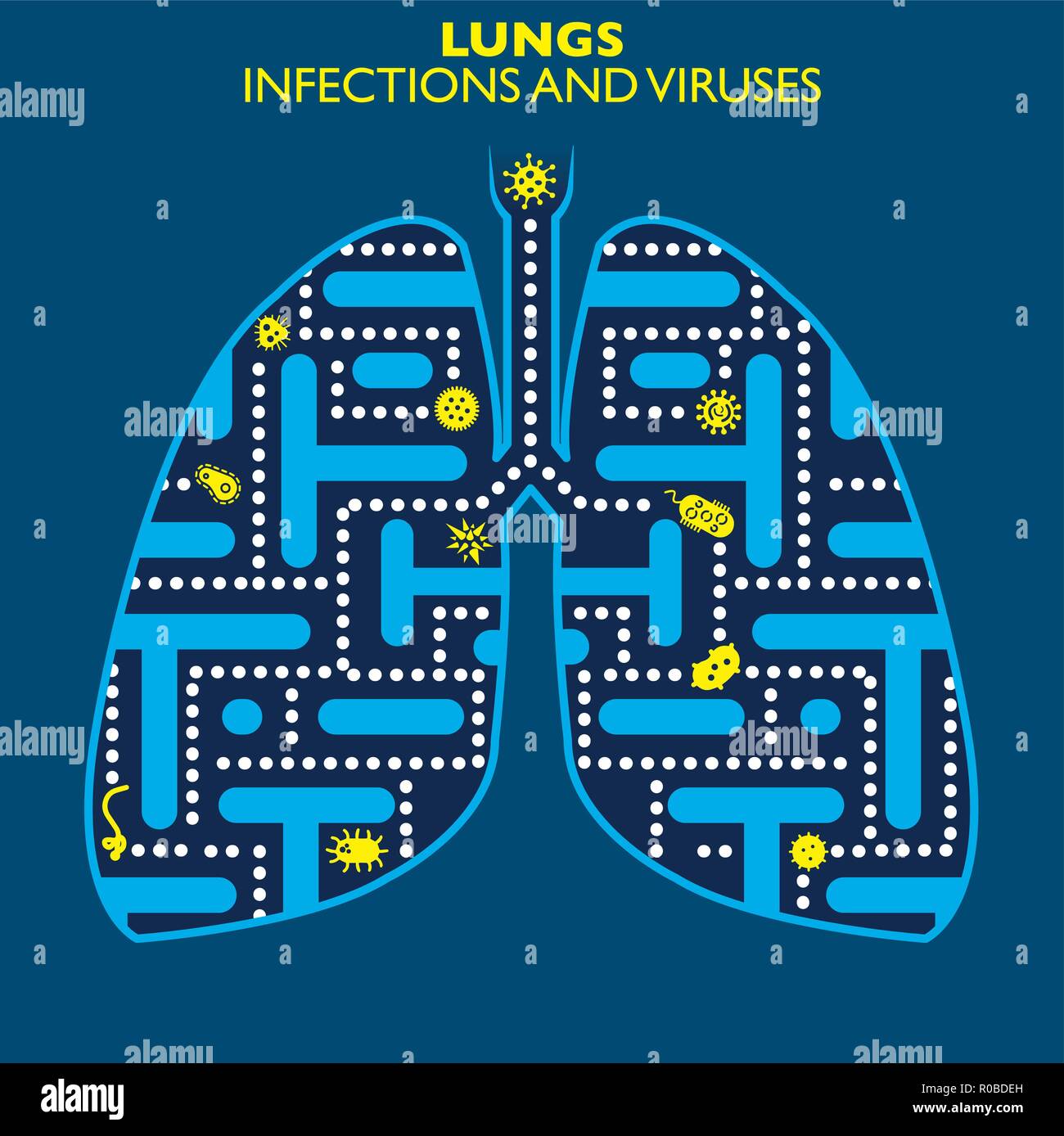 Lungen Infektionen und Viren, das Vorhandensein von infektiösen und Virus Formen Stock Vektor