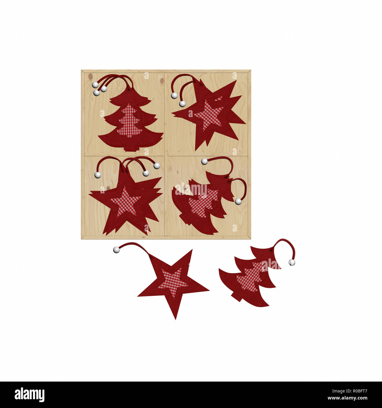 3D-Render Weihnachtsverzierungen Stockfoto