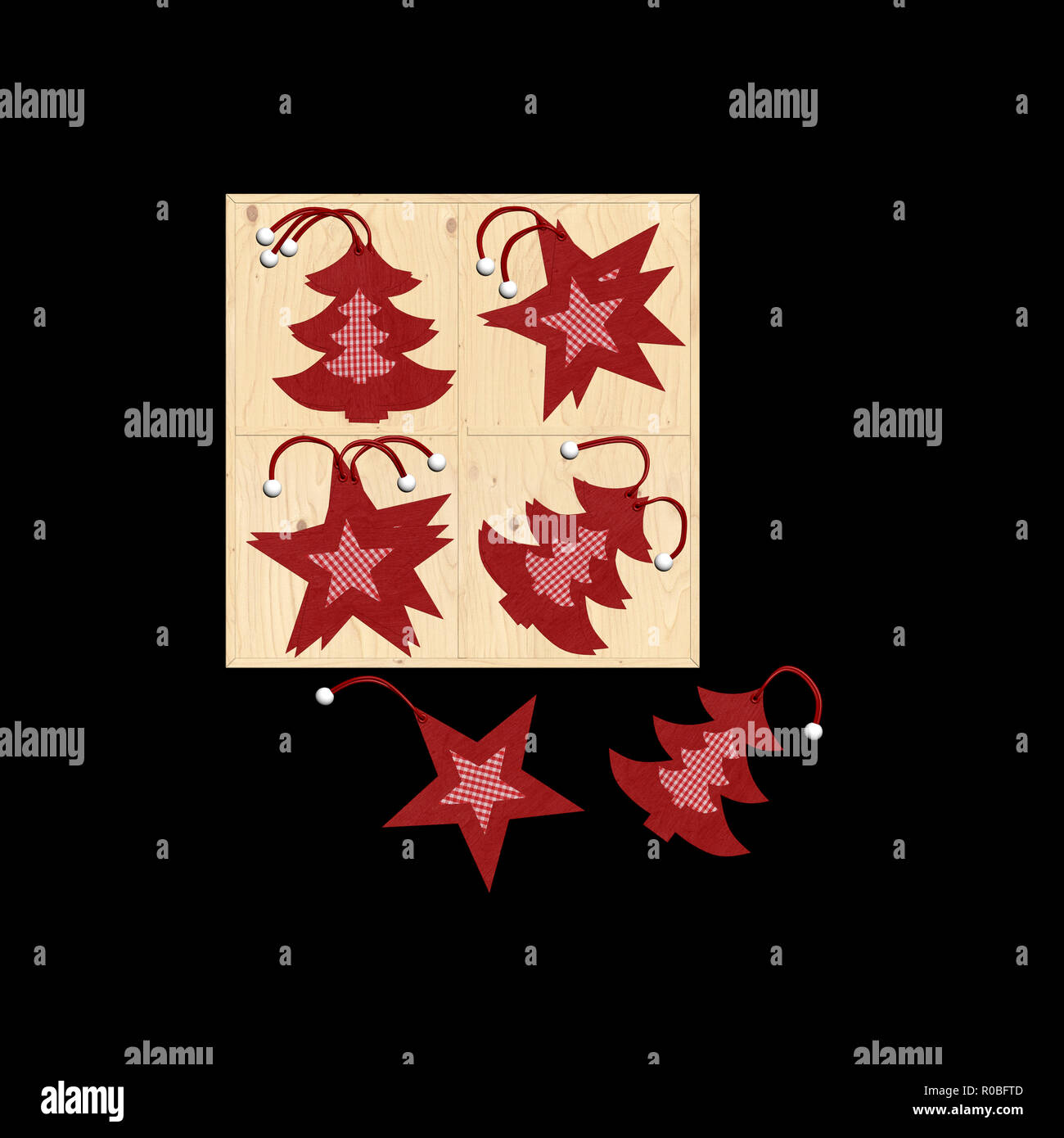 3D-Render Weihnachtsverzierungen Stockfoto