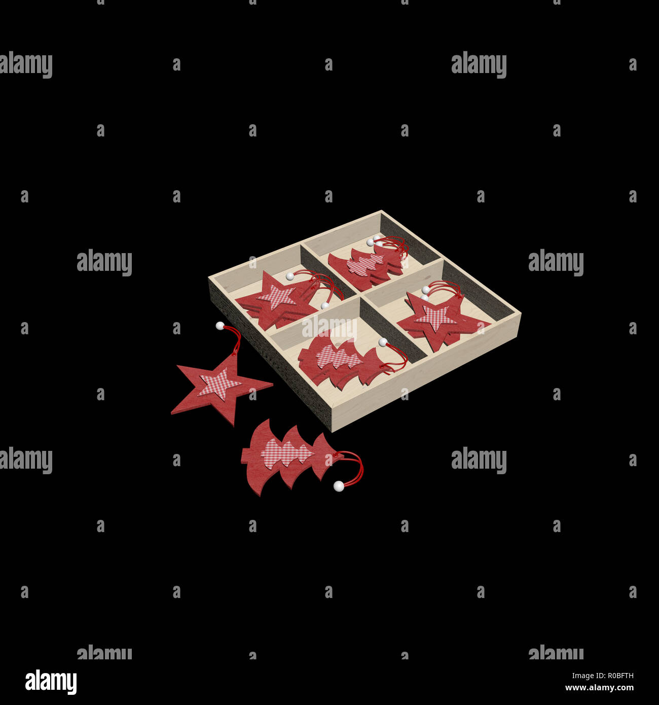 3D-Render Weihnachtsverzierungen Stockfoto