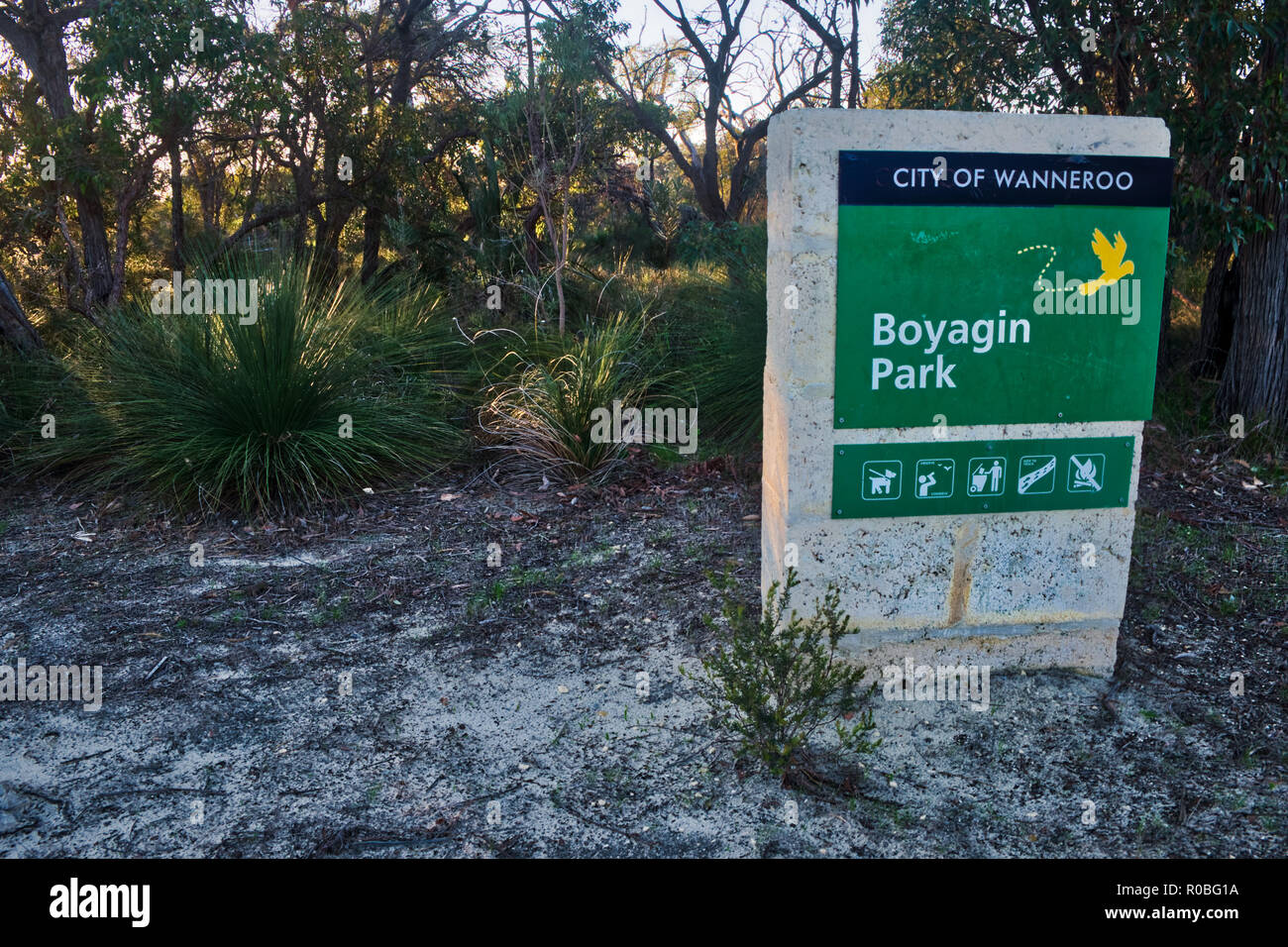 Offizielle Eintrag Wanneroo Boyagin Park Stockfoto