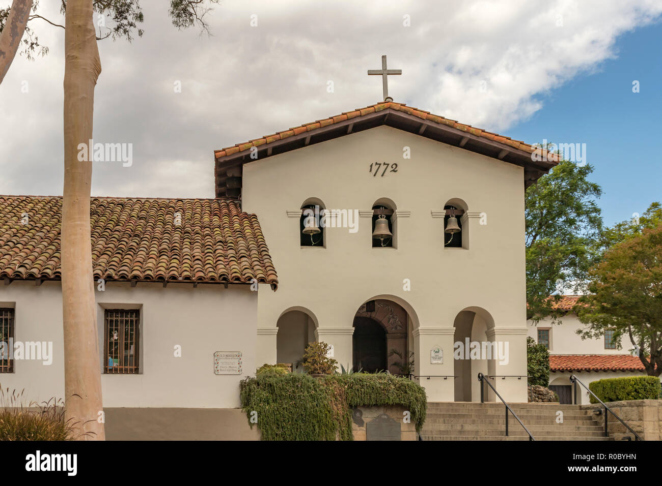 Mission San Luis Obispo, Kalifornien, USA. Eine Reihe von 21 spanischen religiösen Außenposten in Alta Kalifornien. Stockfoto