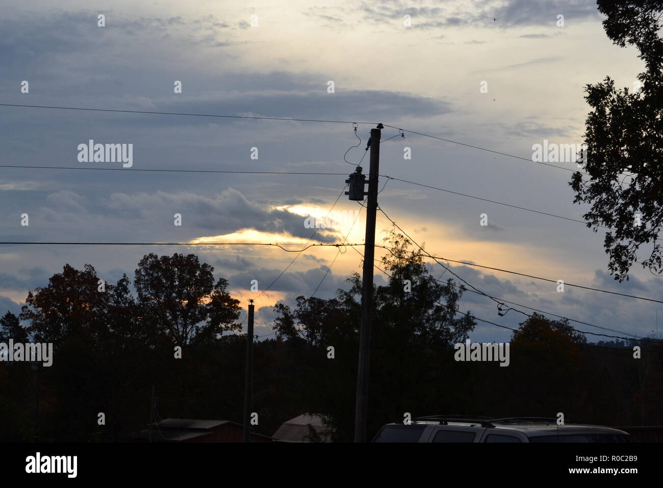 Einen schönen Herbst Morgen Sonnenaufgang in Sweetwater, TN. Stockfoto