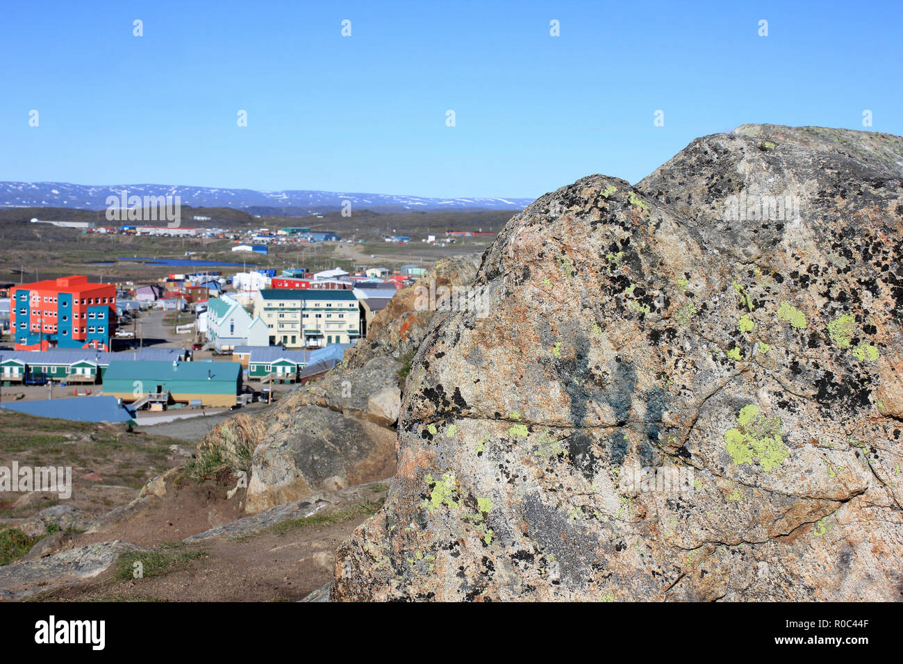 Mit Blick auf Iqaluit, Baffin Island, Nunavut, Kanada Stockfoto