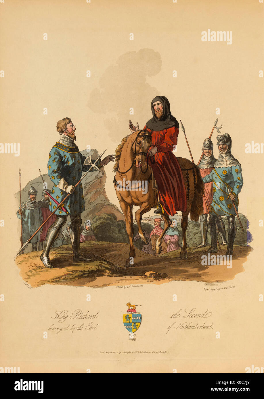 König Richard der Zweite Verraten durch den Earl of Northumberland, 1399, Radierung von u.a. Atkinson, 1812 Stockfoto