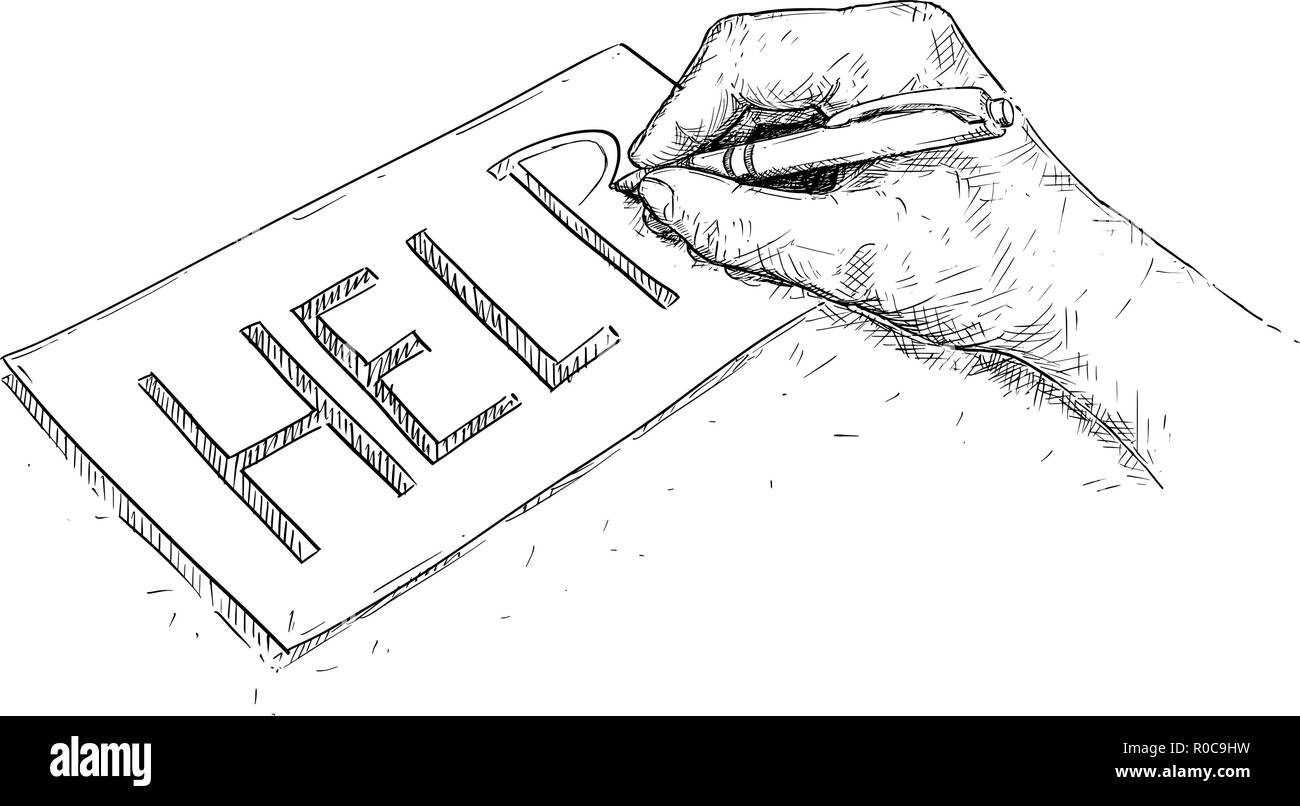 Vektor Künstlerische Zeichnung Abbildung von Hand schreiben Hilfe auf Papier Stock Vektor