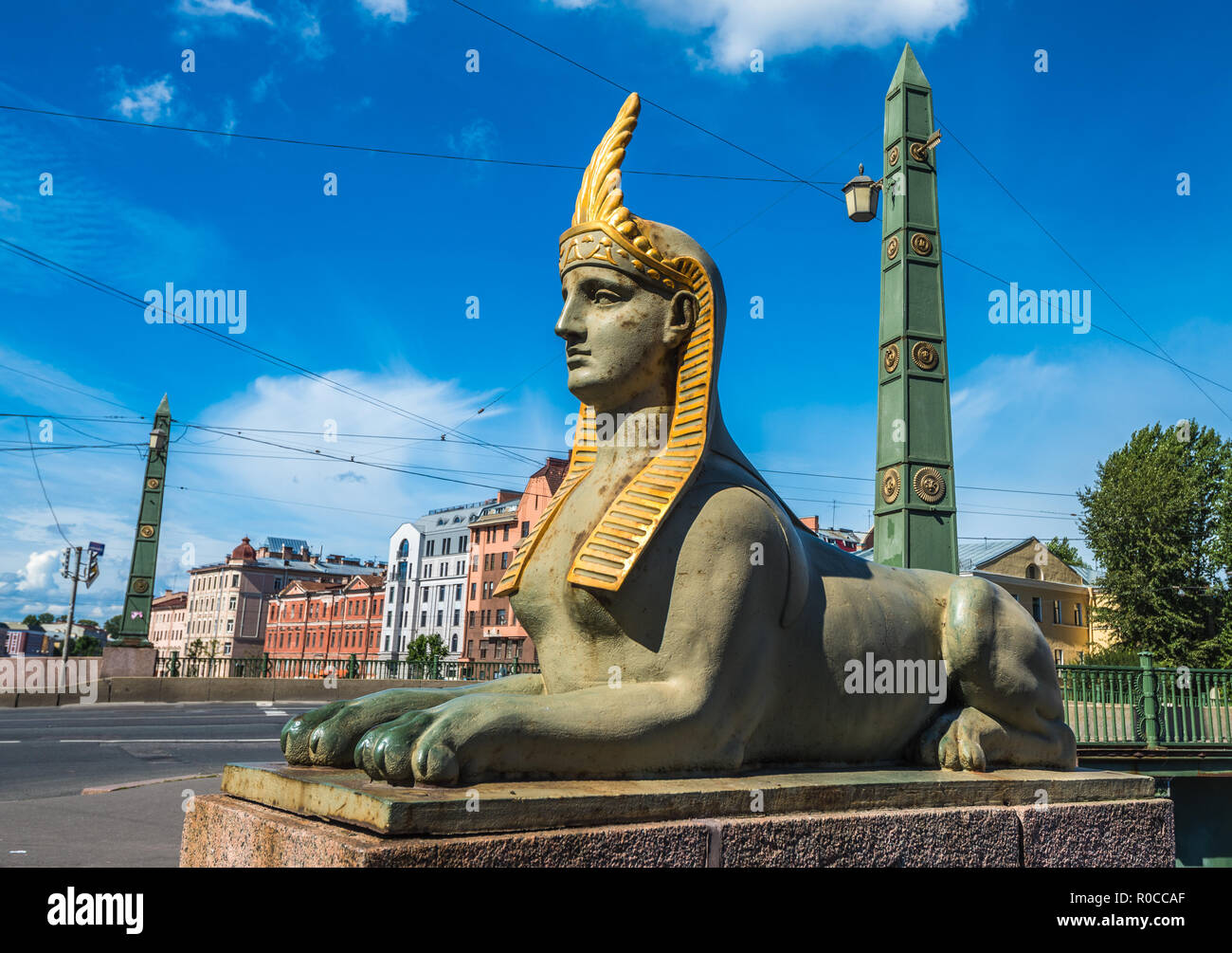 Sphinx der ägyptische Brücke über den Fluss Fontanka, Sankt Petersburg, Russland Stockfoto