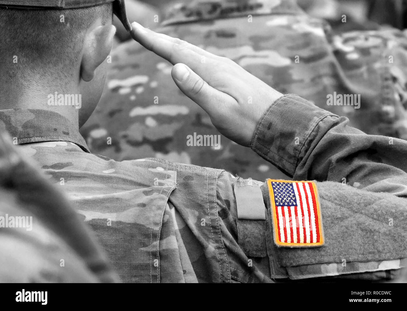 US-Soldat begrüssen. US-Armee. US-Truppen Stockfoto