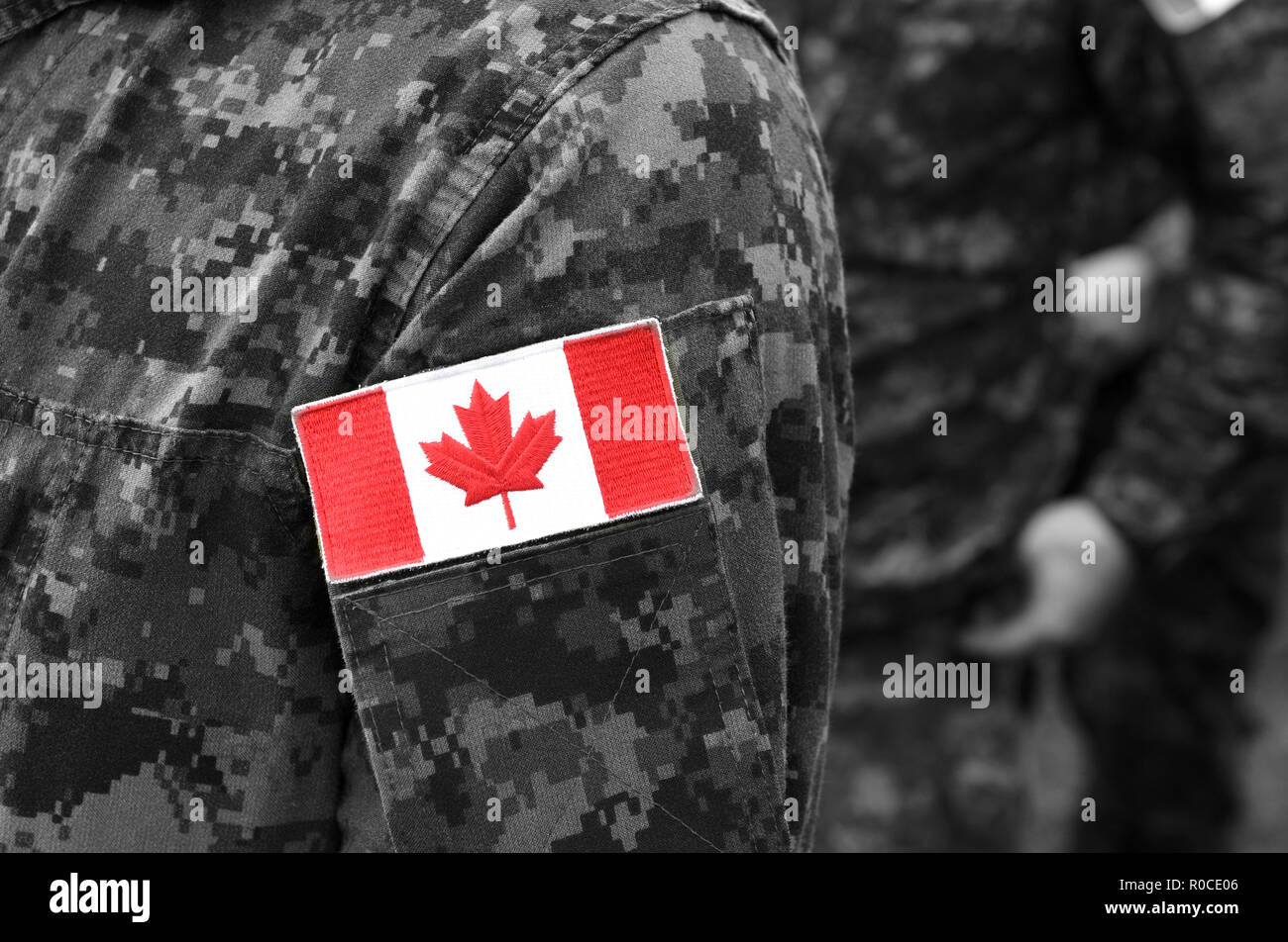 Kanada Flaggen auf Soldaten arm. Kanadische Truppen Stockfoto