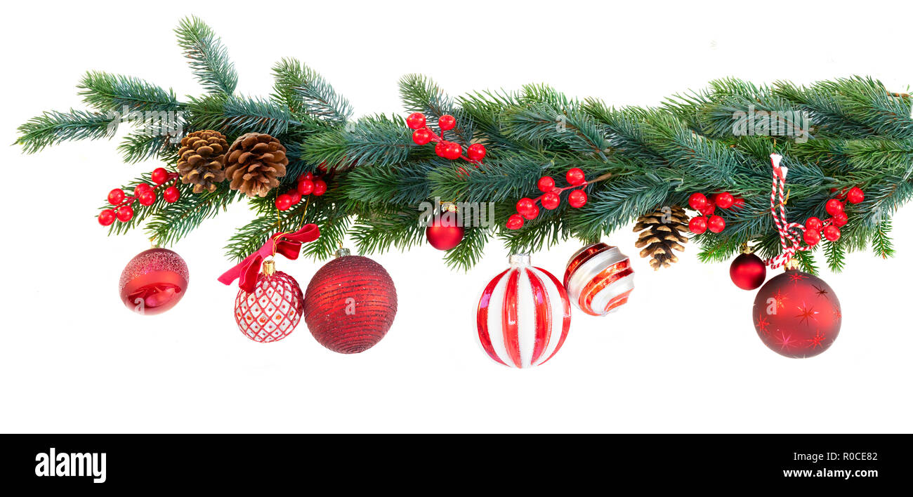 Weihnachtsgirlande auf Weiß Stockfotografie Alamy