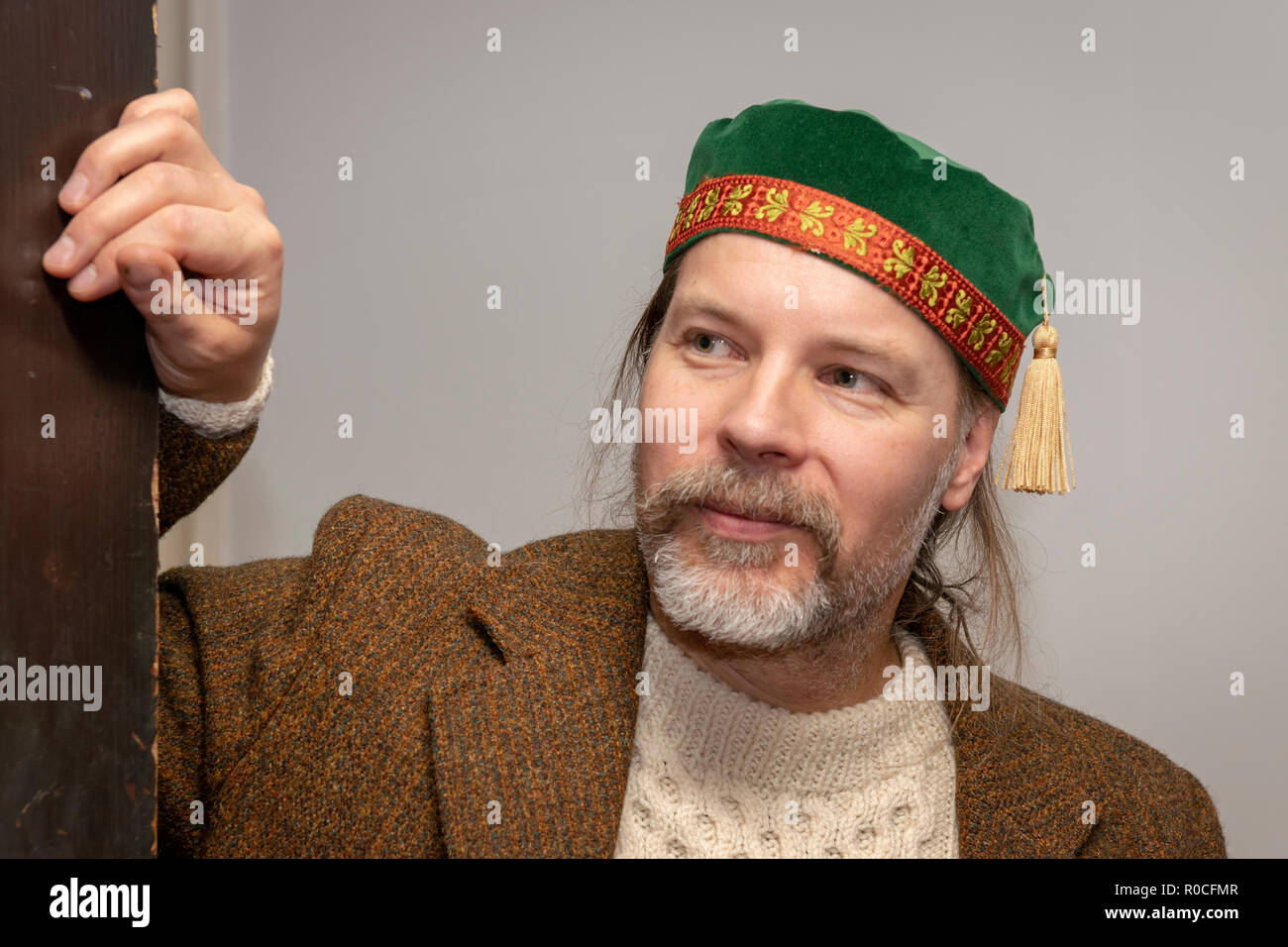 UK, Market Bosworth, viktorianischen Weihnachtsmarkt - Dezember 2015: Re-Enactor Kleider als Spiel keeper Stockfoto