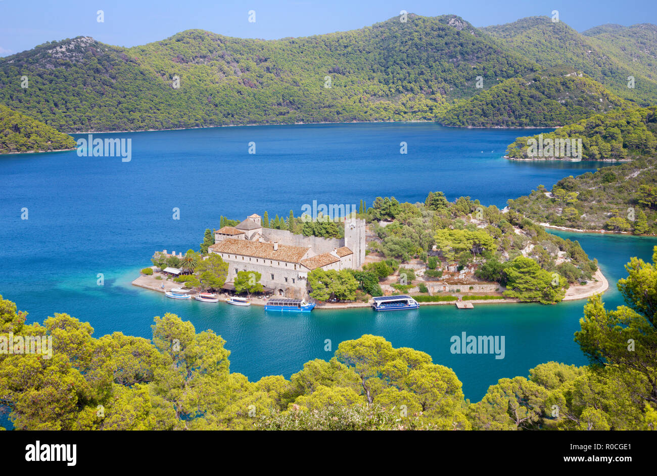 Kroatien - Die St. Mary Benediktinerkloster auf der Insel Mljet. Stockfoto