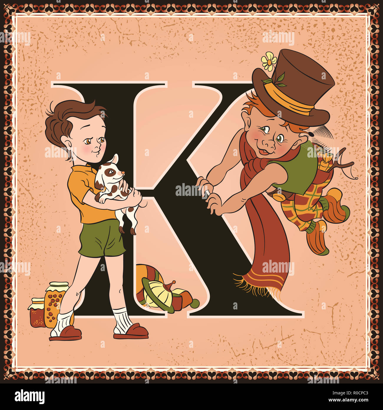 Kinder Buch cartoon Märchen Alphabet. Schreiben K. Karlsson vom Dach von Astrid Lindgren Stockfoto