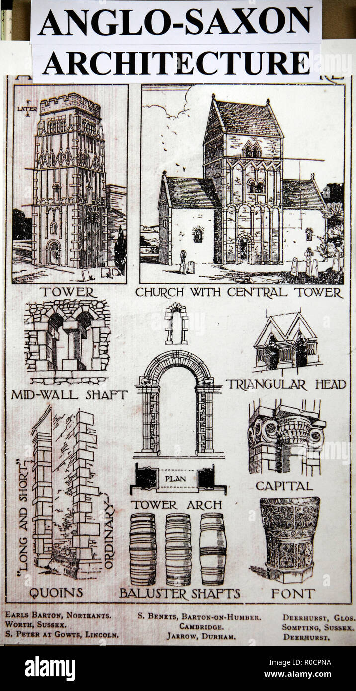 Anglo-sächsischen Architektur Zeichnungen Stockfoto