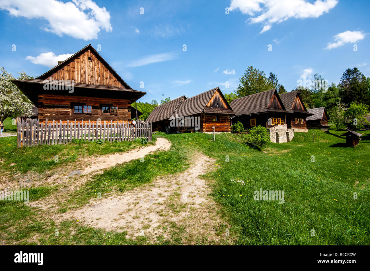 Das Walachische Freilichtmuseum der Volksarchitektur, Roznov pod Radhostem, Zlin Region, Stockfoto