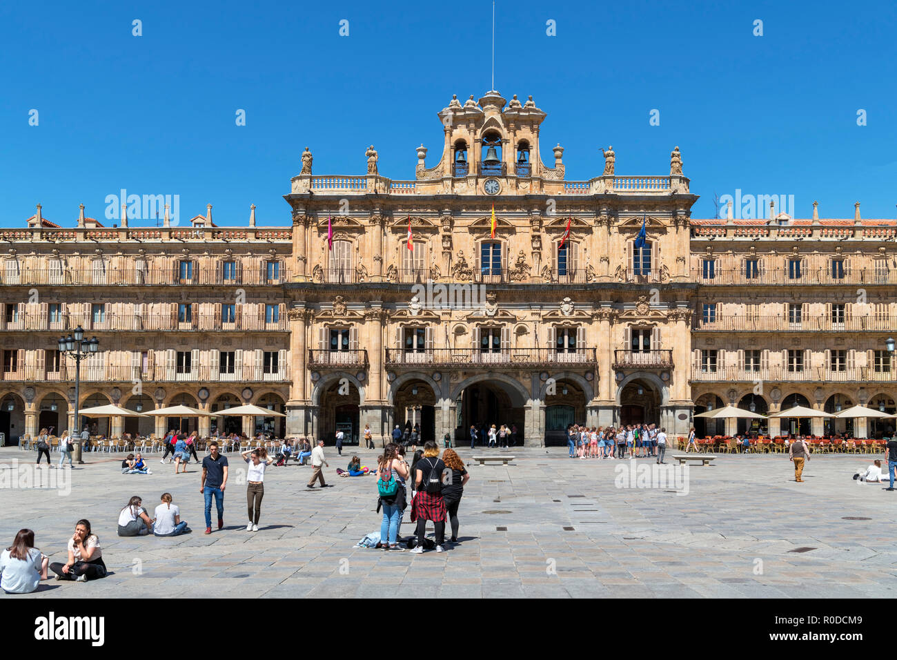 Rathaus (Ayuntamiento), Plaza Mayor Salamanca, Castilla y Leon, Spanien Stockfoto