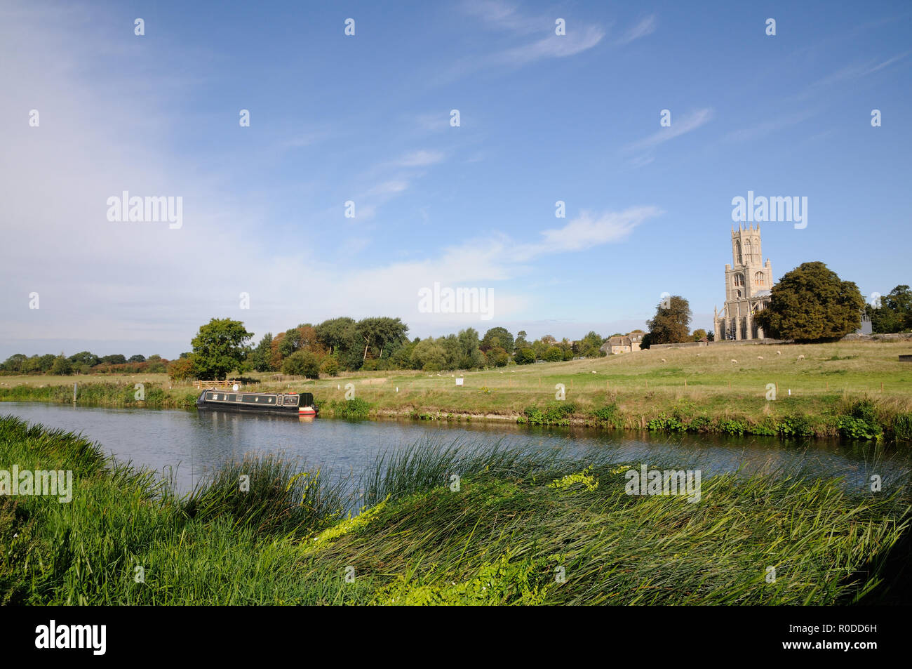 Blick auf den Fluss Nene, Fotheringhay, Northamptonshire Stockfoto