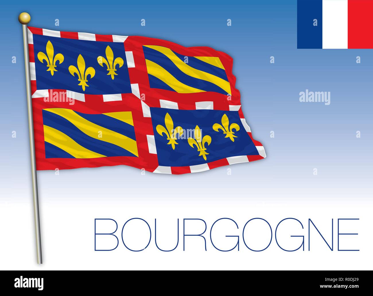 Bourgogne regionalen Flagge, Frankreich, Vektor, Abbildung Stock Vektor